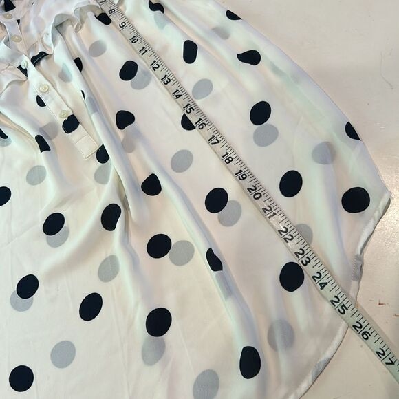LOFT White and Black Polka Dot Blouse - Picture 7 of 8